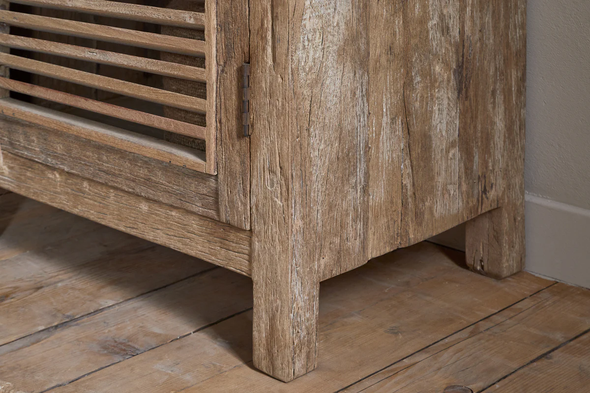 Ibo Reclaimed Wood Slatted Tall Cabinet  - Natural - Image 8