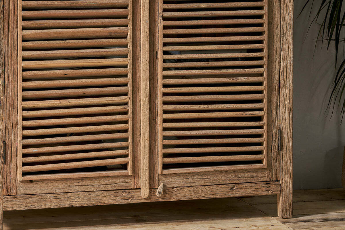 Ibo Reclaimed Wooden Slatted Cabinet – Natural - Large - Image 3