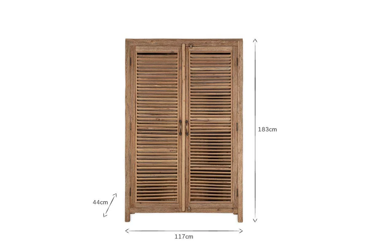 Ibo Reclaimed Wooden Slatted Cabinet – Natural - Large - Image 6