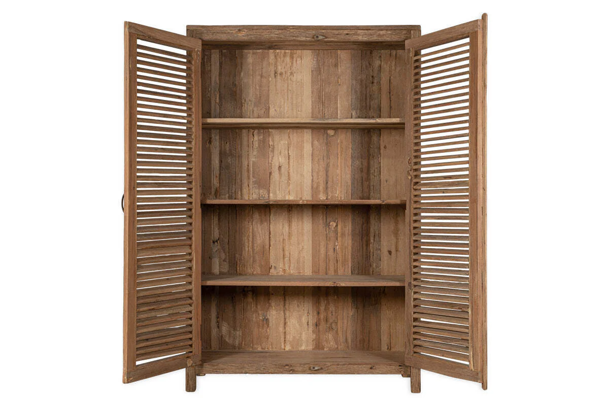 Ibo Reclaimed Wooden Slatted Cabinet – Natural - Large - Image 8