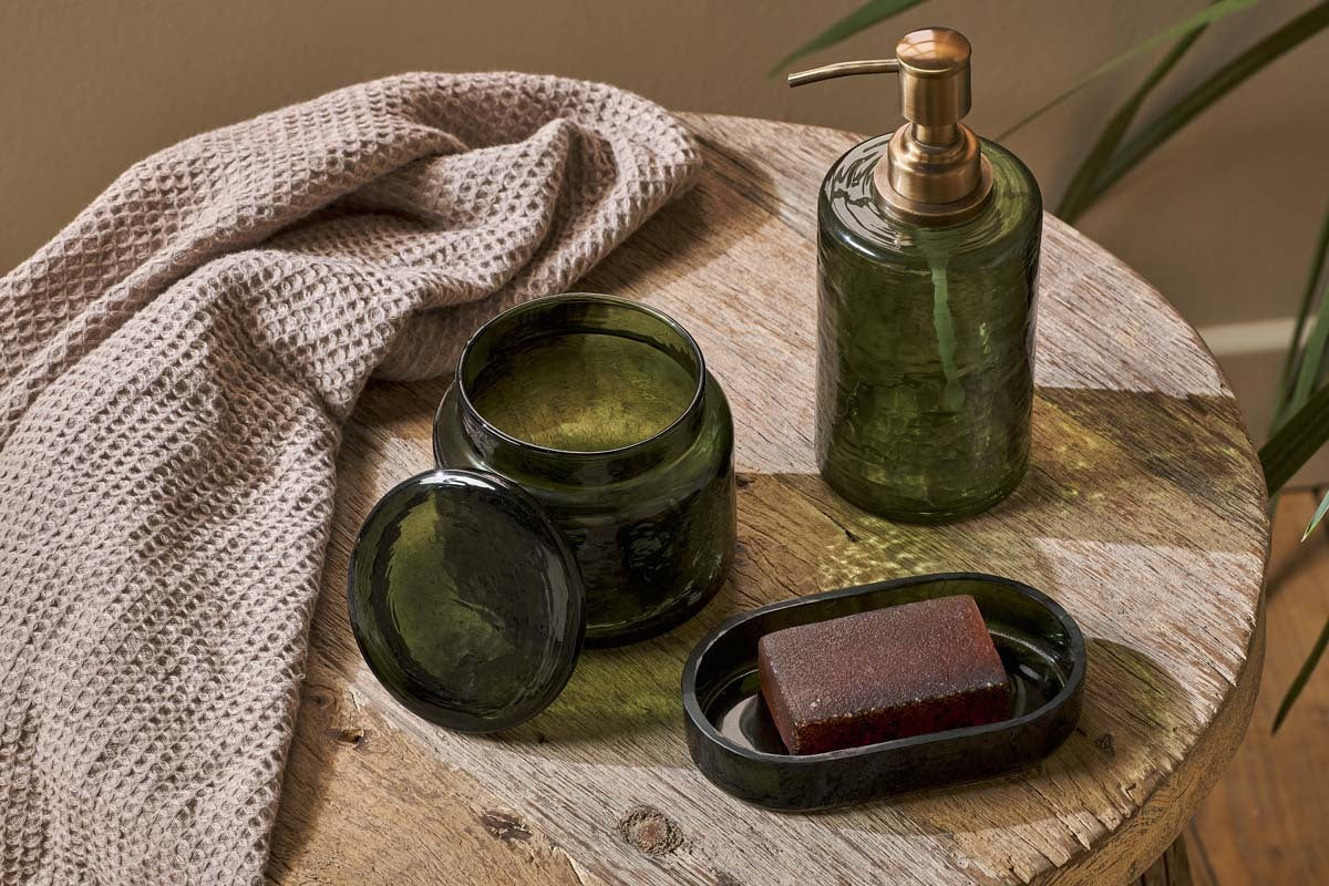 Ilcoso Recycled Hammered Glass Soap Dispenser - Green - Image 3