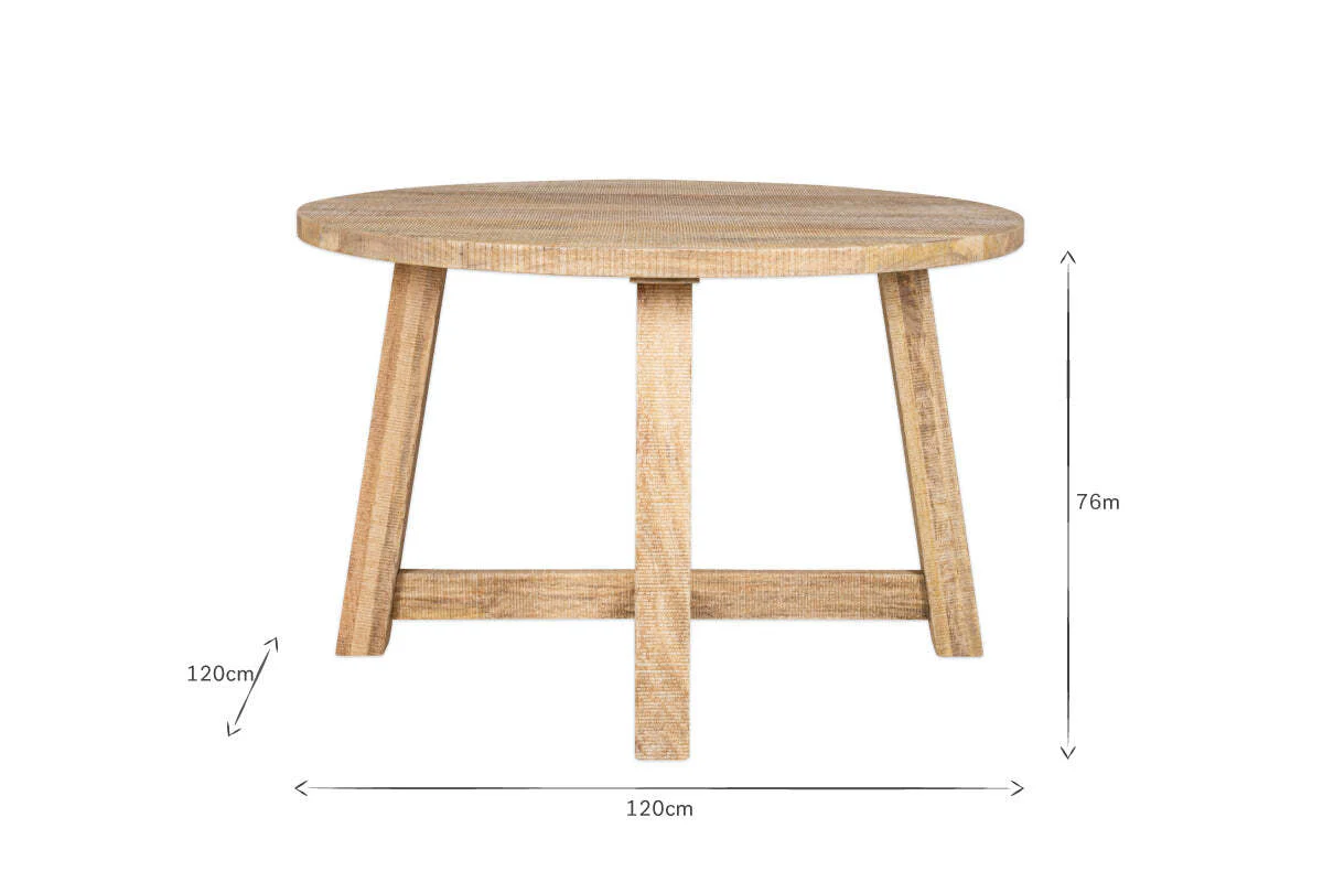 Indali Mango Wood Round Dining Table - Natural - Image 10
