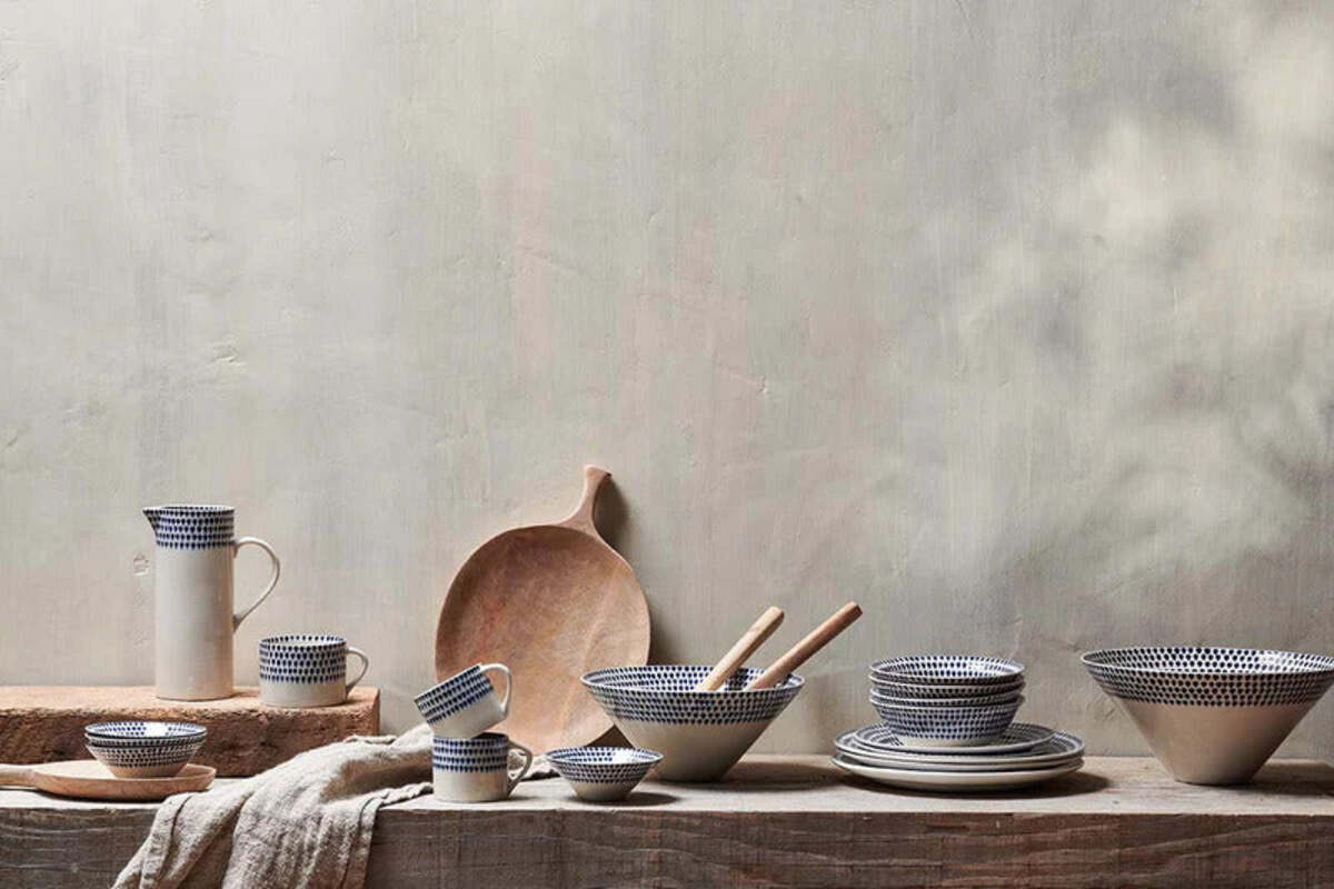 Indigo Drop Dinner Plate - Cream & Indigo - Image 3