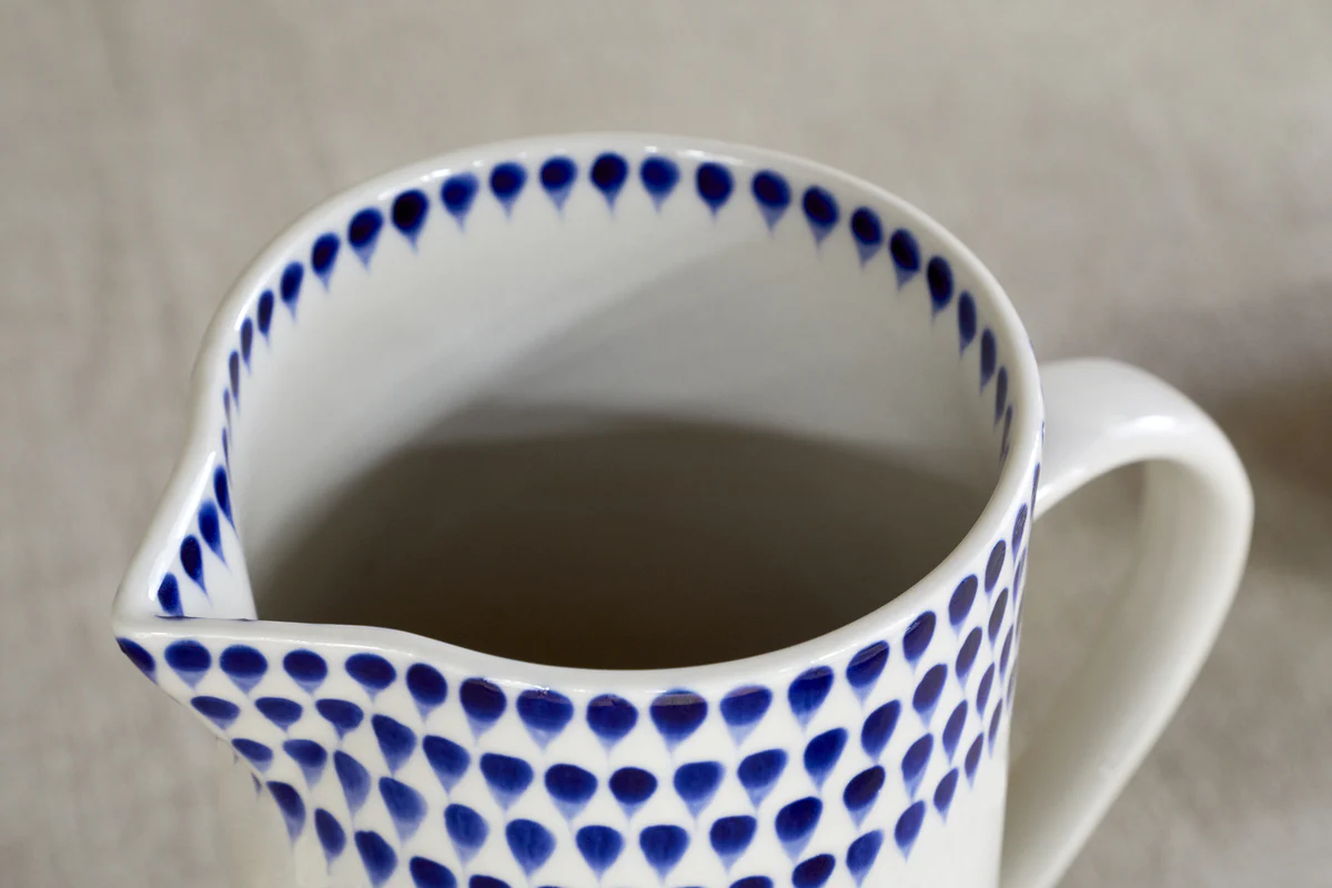 Indigo Drop Jug - Cream & Indigo - Small - Image 2