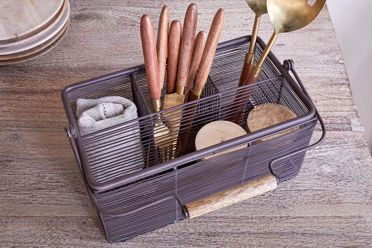 Inkollu Wire Cutlery Holder - Aged Brass - Image 3