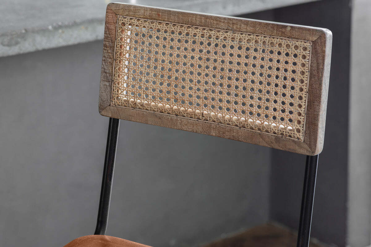 Iswa Leather & Cane Counter Chair - Aged Tan - Image 3