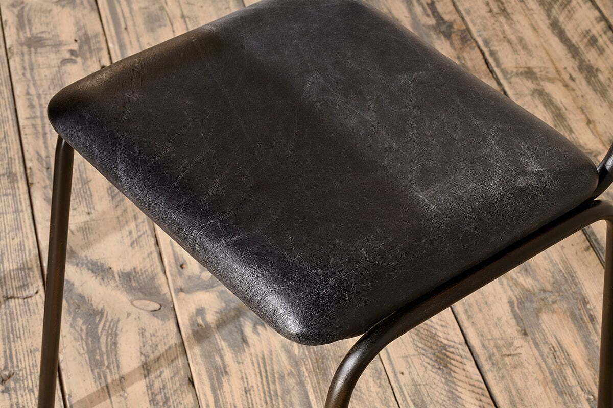 Iswa Leather & Cane Dining Chair - Black - Image 6