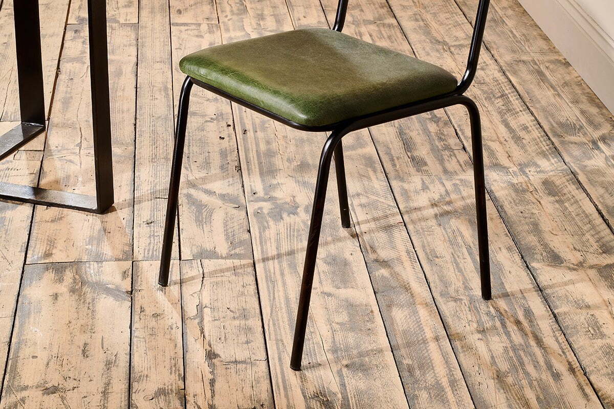 Iswa Leather & Cane Dining Chair - Green - Image 4