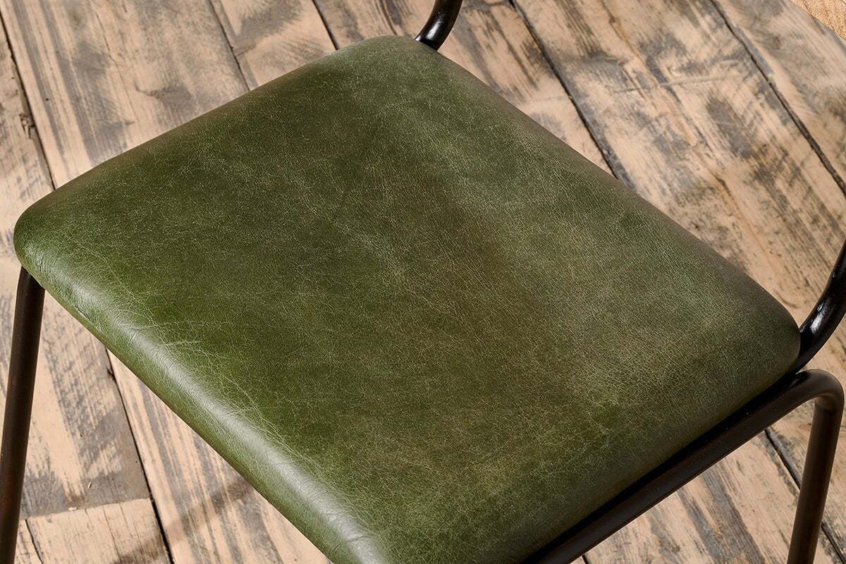 Iswa Leather & Cane Dining Chair - Green - Image 5
