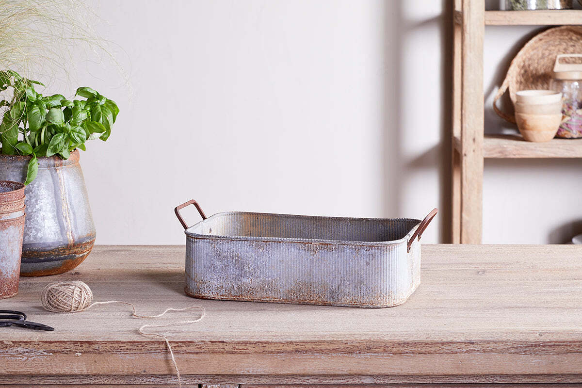 Japos Outdoor Planter Tray - Aged Zinc - Image 2