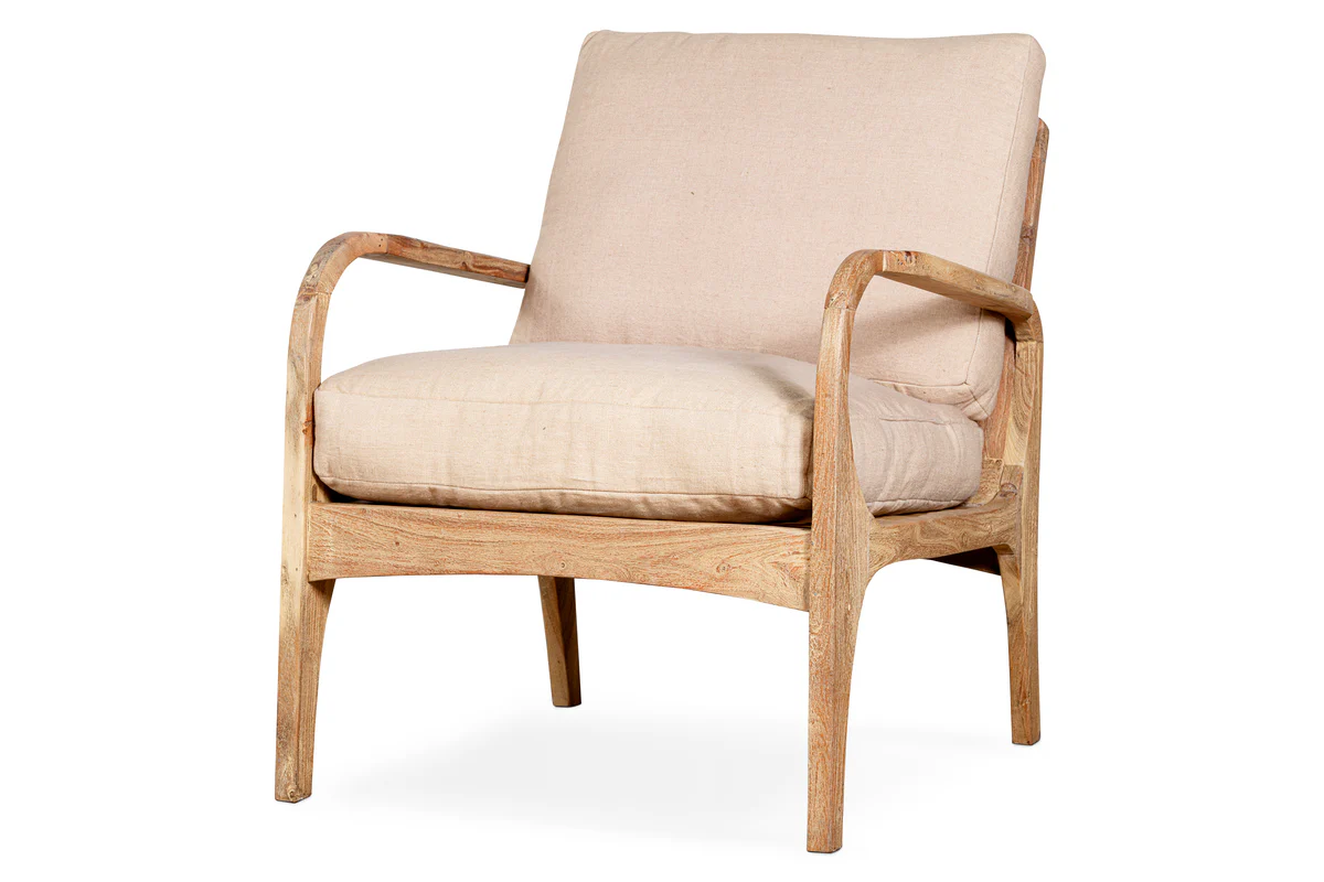 Jaya Acacia Wood & Linen Occasional Chair - Natural - Image 11