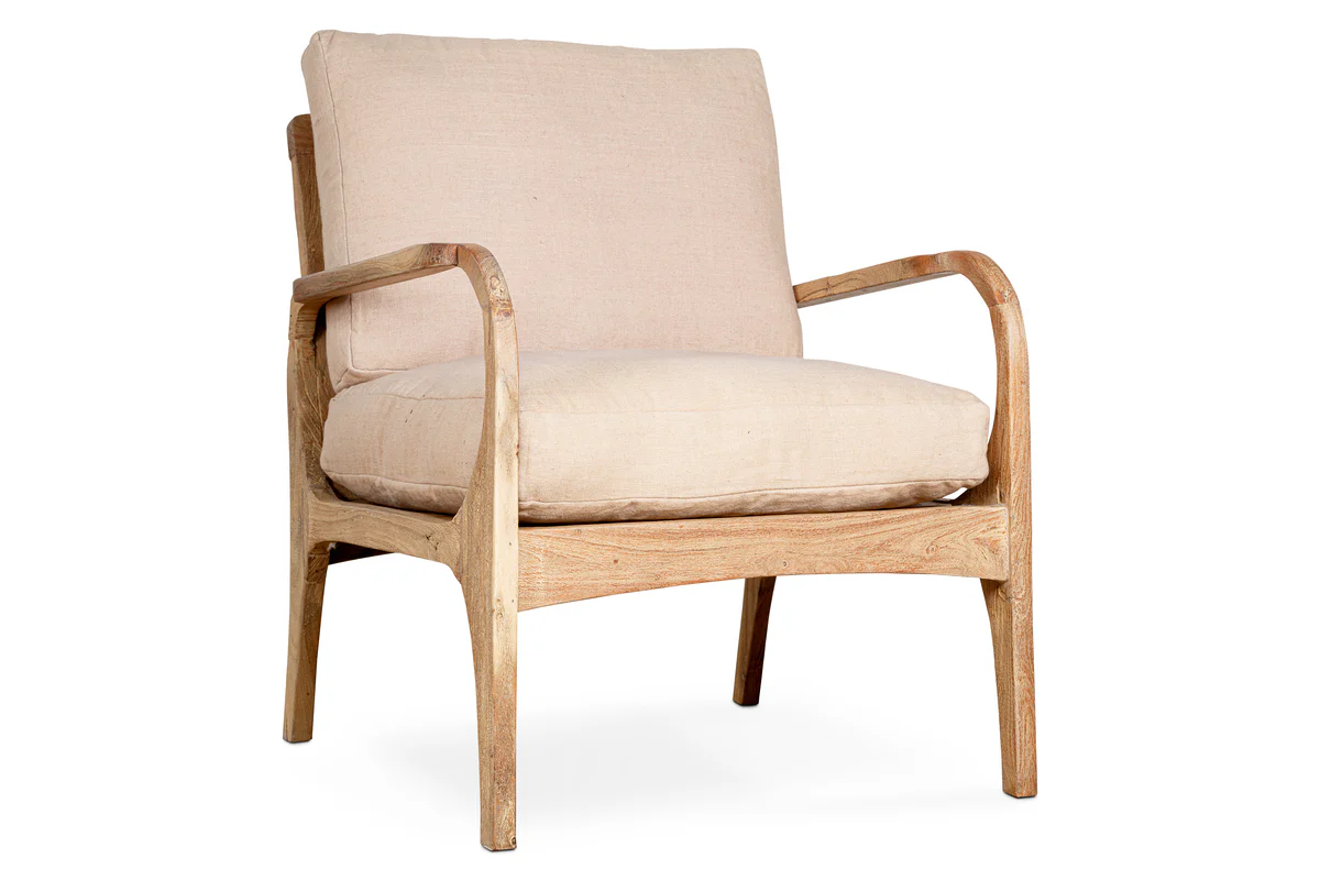 Jaya Acacia Wood & Linen Occasional Chair - Natural - Image 12