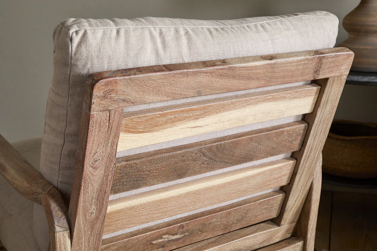 Jaya Acacia Wood & Linen Occasional Chair - Natural - Image 4
