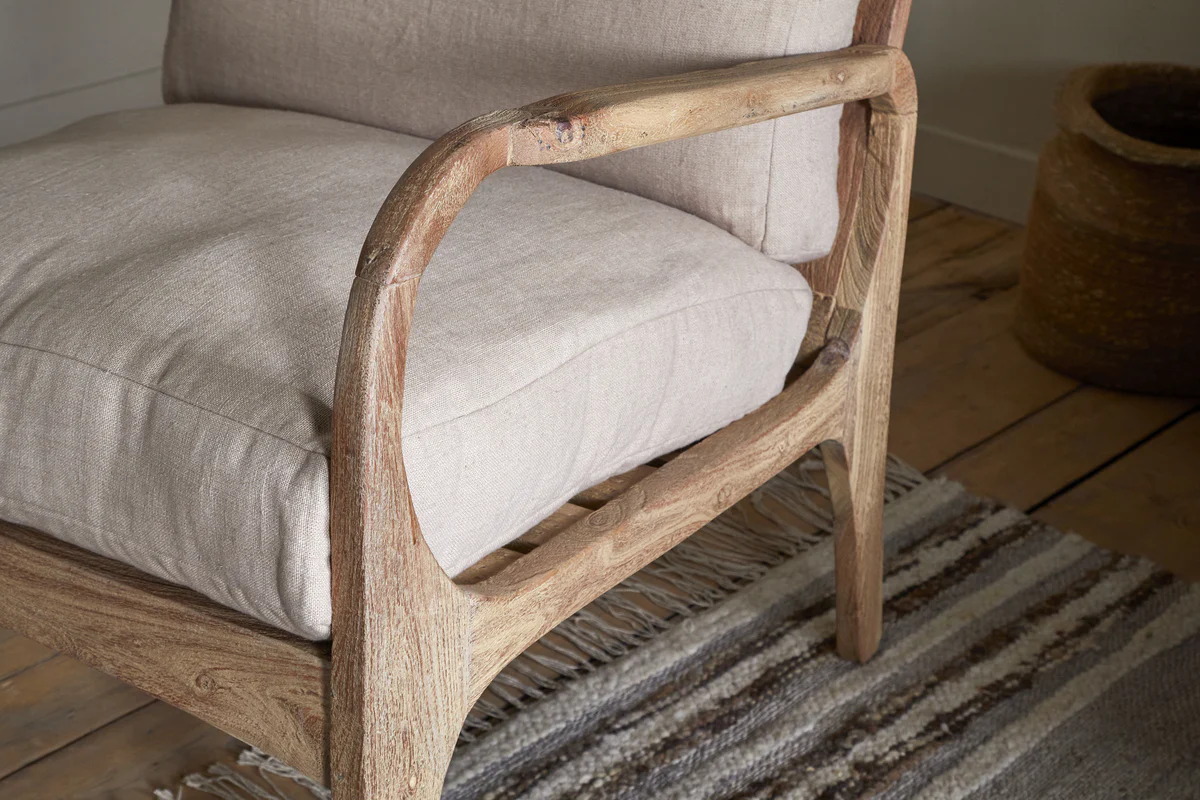 Jaya Acacia Wood & Linen Occasional Chair - Natural - Image 5