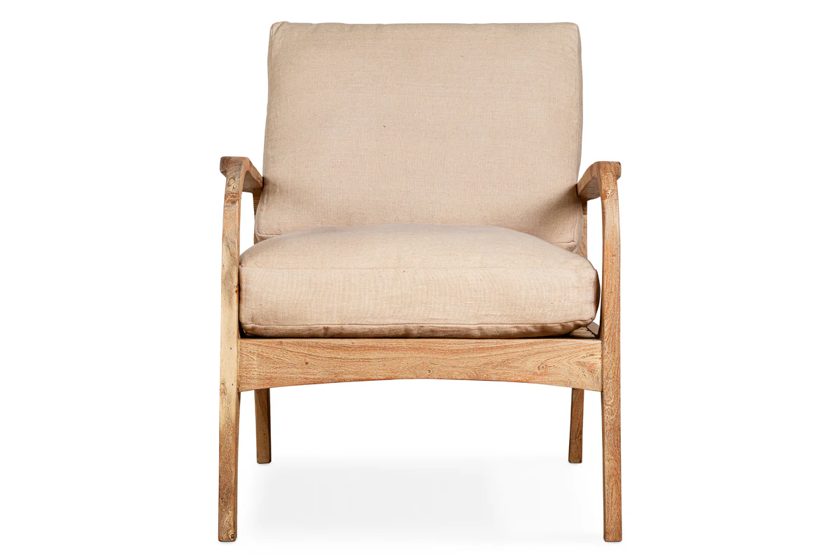 Jaya Acacia Wood & Linen Occasional Chair - Natural - Image 9