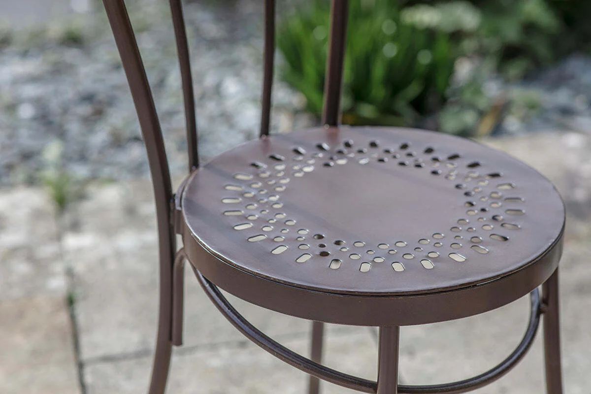 Jeavika Iron Outdoor Bistro Chair  - Dark Brown - Image 3