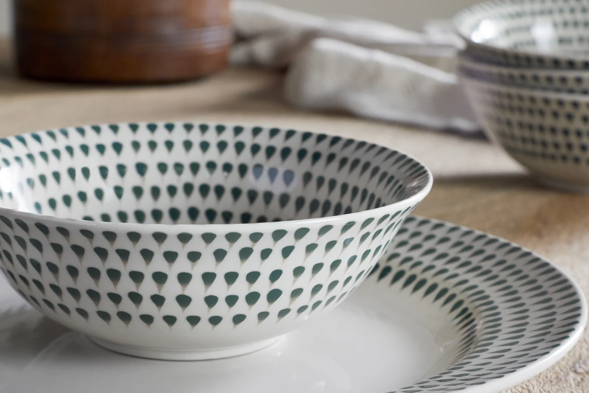 Juniper Drop Dinnerware Set - Cream & Juniper (Set of 12) - Image 11