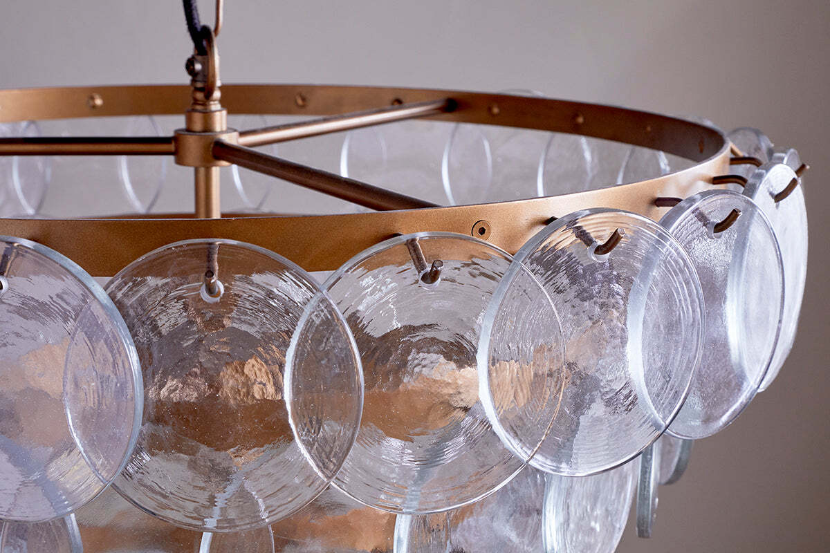 Kagitha Recycled Glass Statement Chandelier - Antique Brass & Clear - Image 6