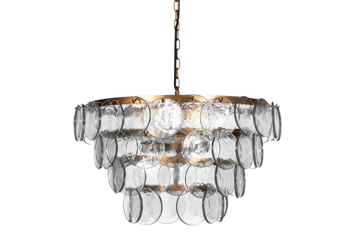Kagitha Recycled Glass Statement Chandelier - Antique Brass & Clear - Image 8