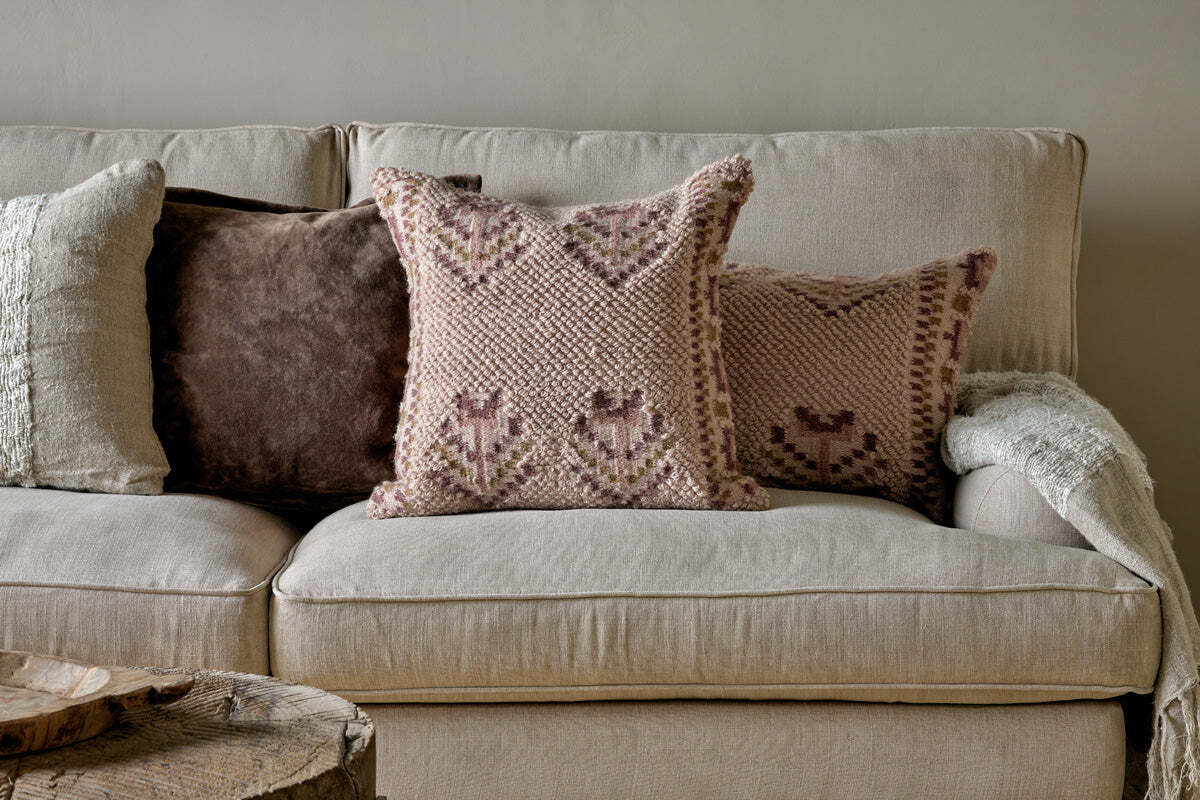 Kandy Wool & Cotton Cushion Cover - Dusty Pink - Image 2