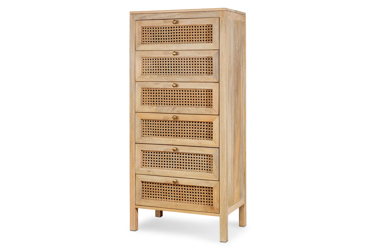 Kanz Mango Wood Tall Boy Chest of Drawers - Natural - Image 11