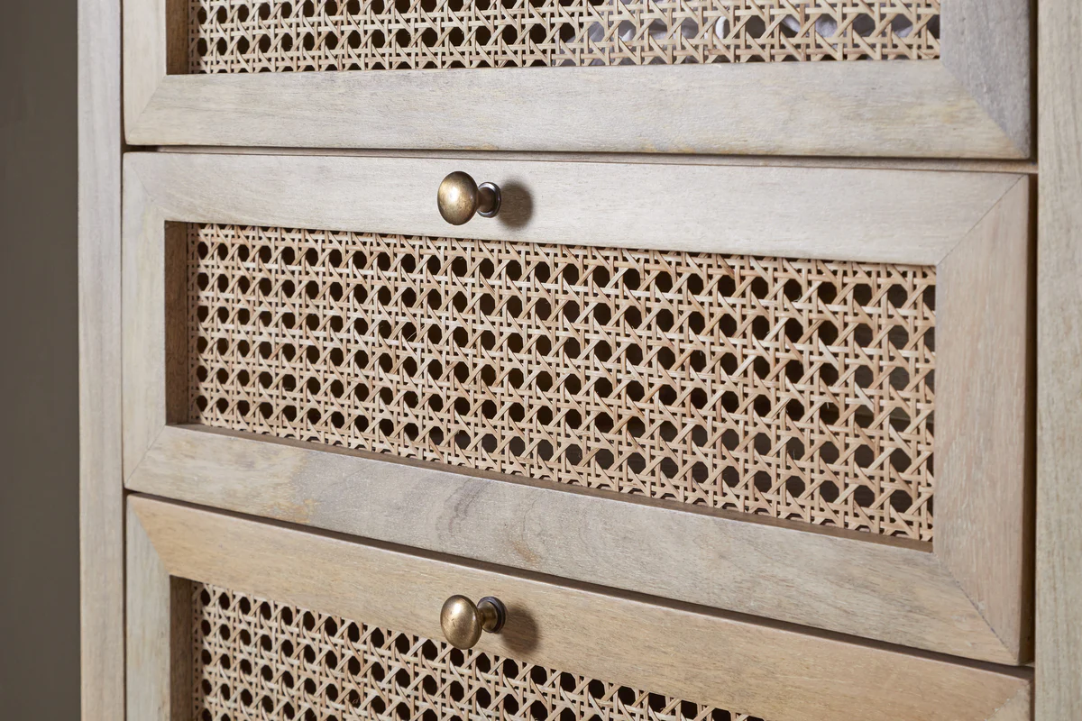 Kanz Mango Wood Tall Boy Chest of Drawers - Natural - Image 6