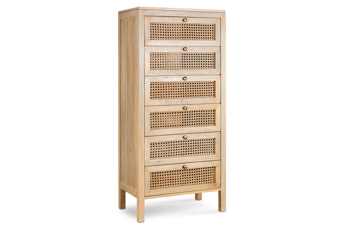 Kanz Mango Wood Tall Boy Chest of Drawers - Natural - Image 9