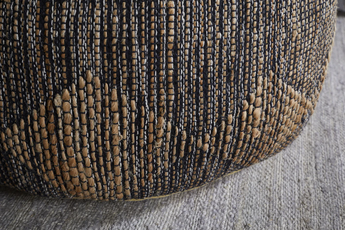 Kapil Jute Round Pouf - Charcoal - Image 4