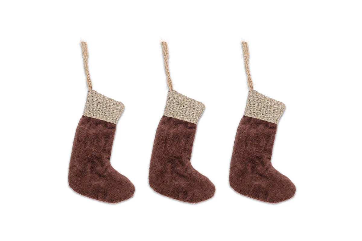 Karru Cotton Velvet Mini Stocking - Rich Mocha - (Set of 3) - Image 4