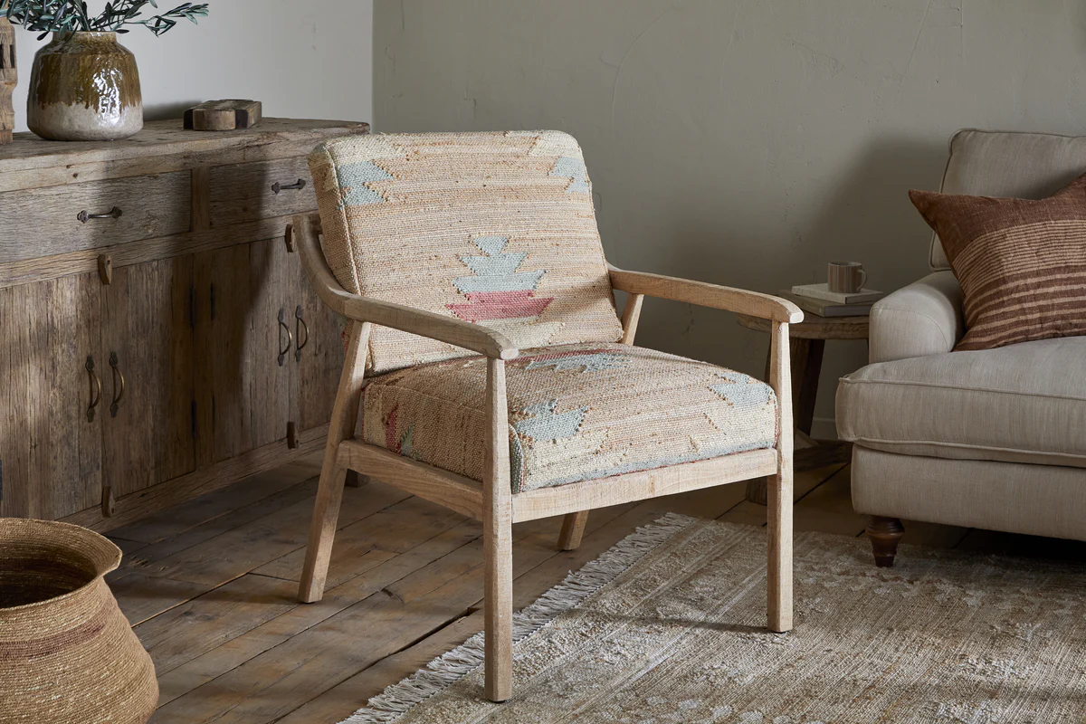 Kavya Kilim Occasional Armchair - Natural - Image 3
