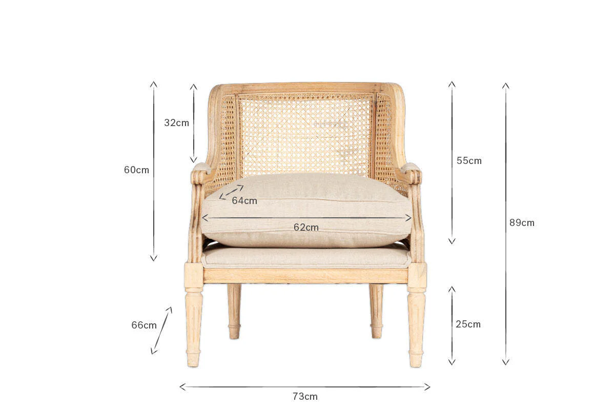 Kaziria Cane & Linen Armchair - Natural - Image 7