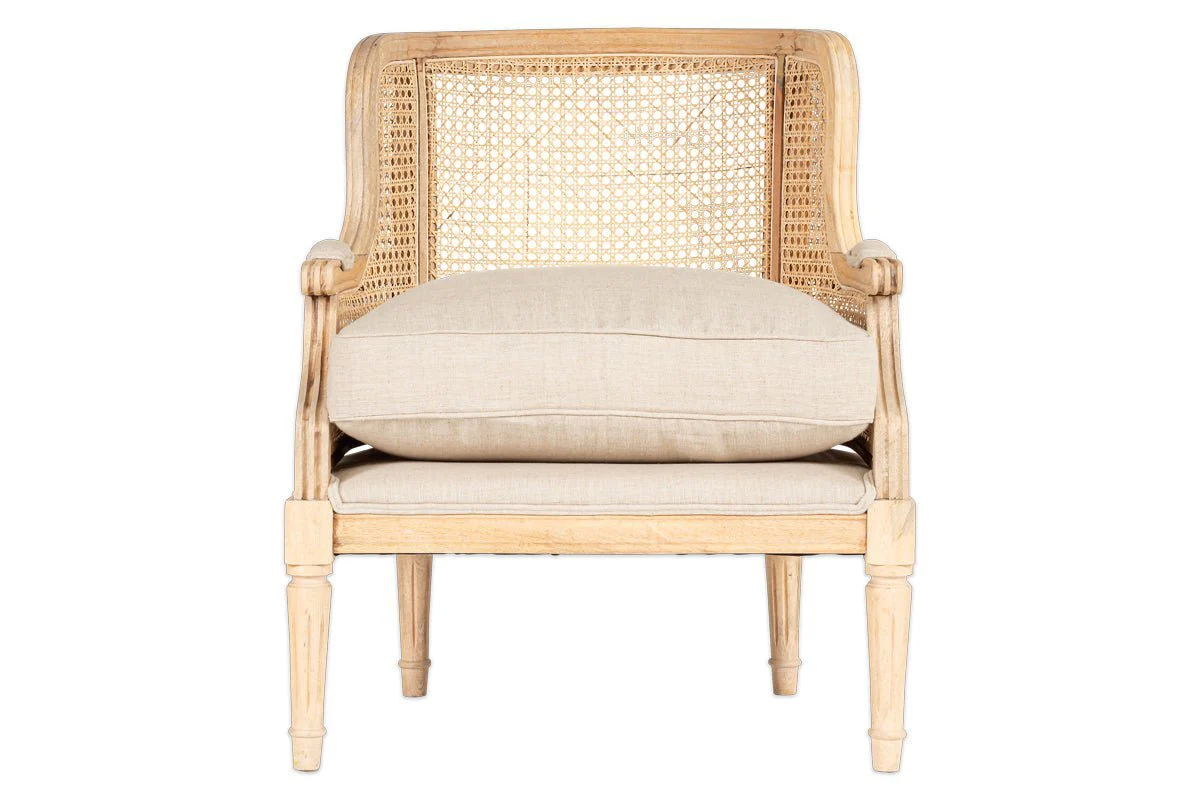 Kaziria Cane & Linen Armchair - Natural - Image 8
