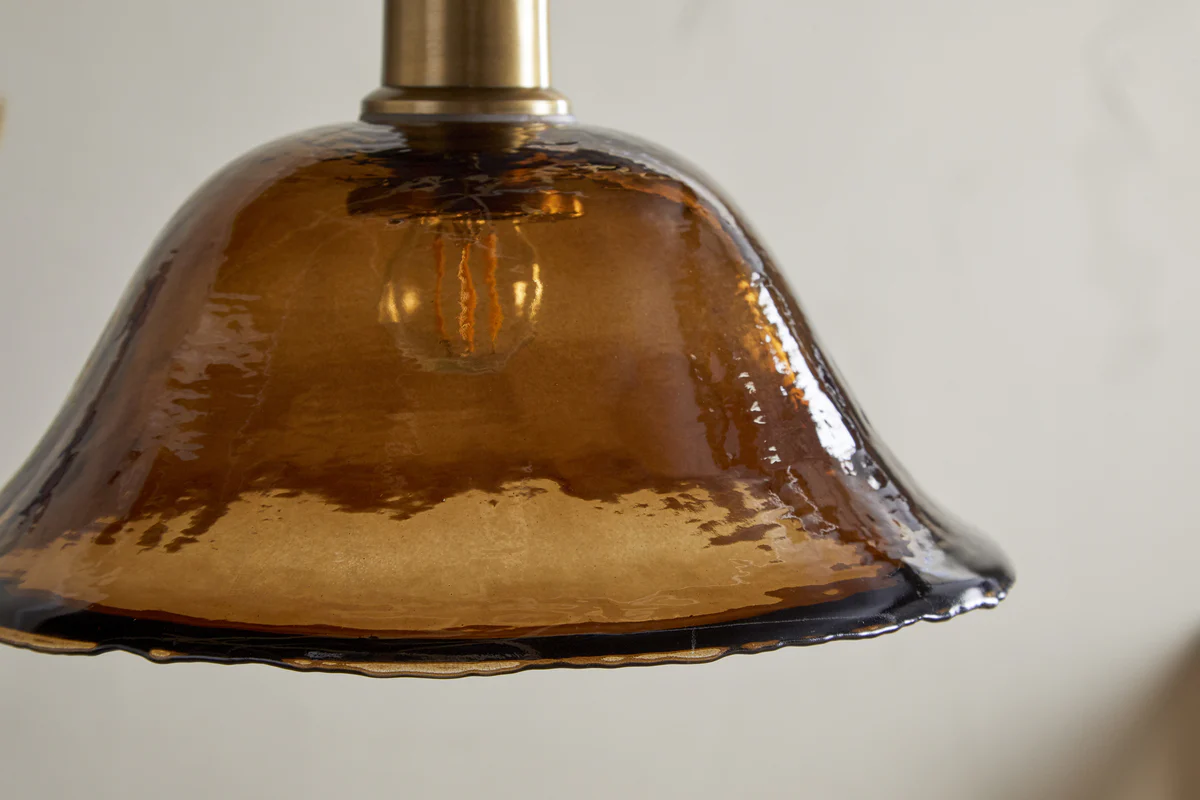 Keju Organic Shape Recycled Glass Pendant - Dark Amber - Image 5
