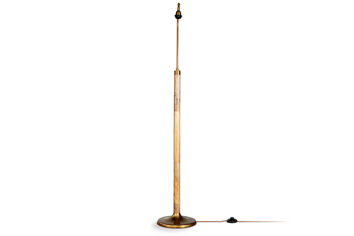 Kera Wood & Metal Floor Lamp - Antique Brass & Natural - Image 6