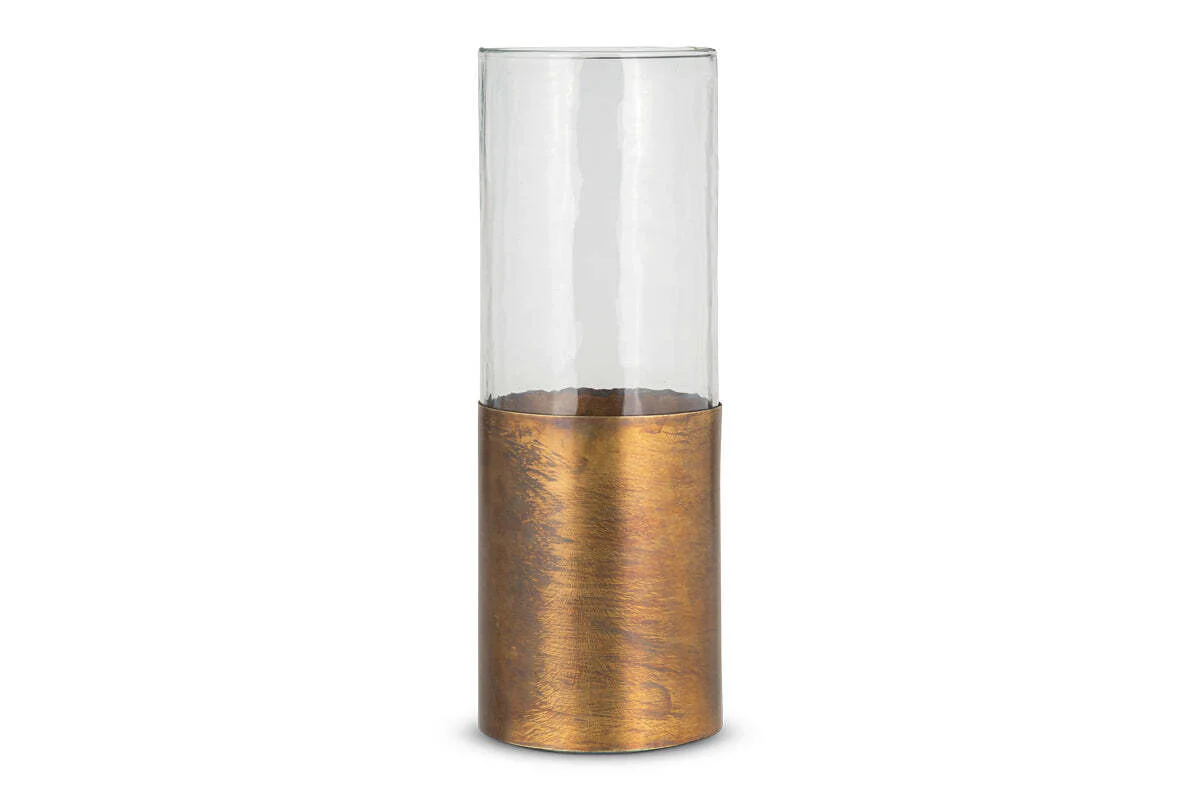 Khila Metal & Glass Vase - Clear & Antique Brass - Image 5