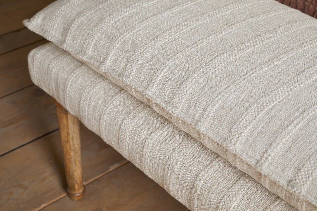 Kiana Cotton Upholstered Bench - Natural - Image 3