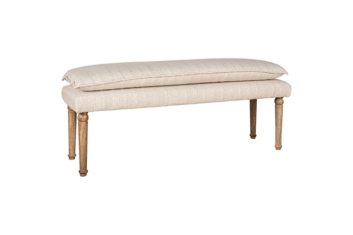 Kiana Cotton Upholstered Bench - Natural - Image 5