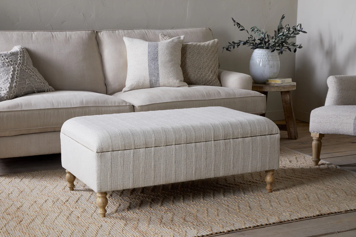 Kiana Upholstered Storage Ottoman - Natural - Image 3