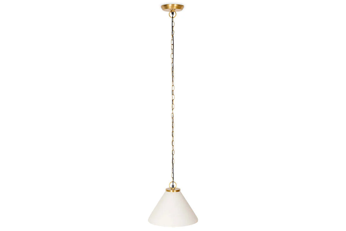Kiara Organic Shape Ceramic Pendant Light - Off White & Antique Brass - Image 6