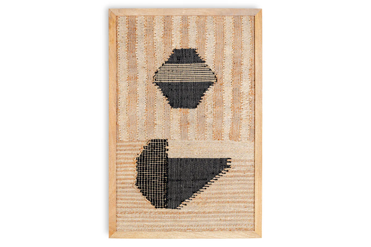 Kiran Large Textured Wall Art - Natural & Dark Blue - Image 6