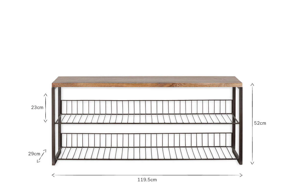 Kiyoma Iron & Wood Low Standing Shelves  - Natural - Image 6