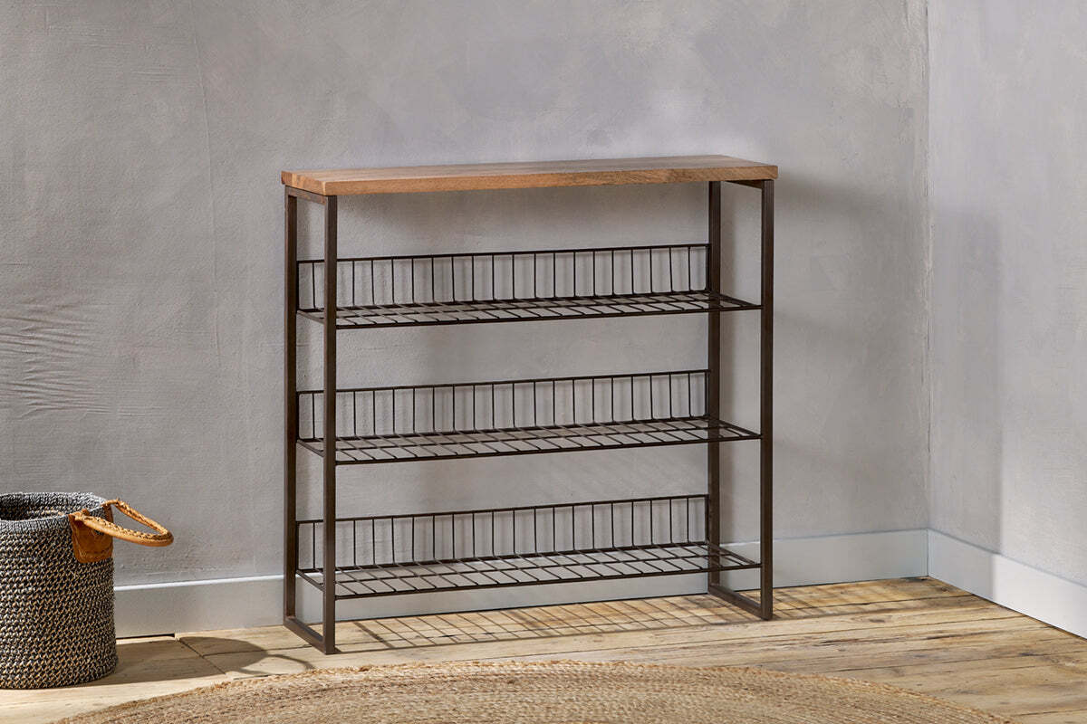 Kiyoma Iron & Wood Tall Standing Shelves - Natural - Image 2