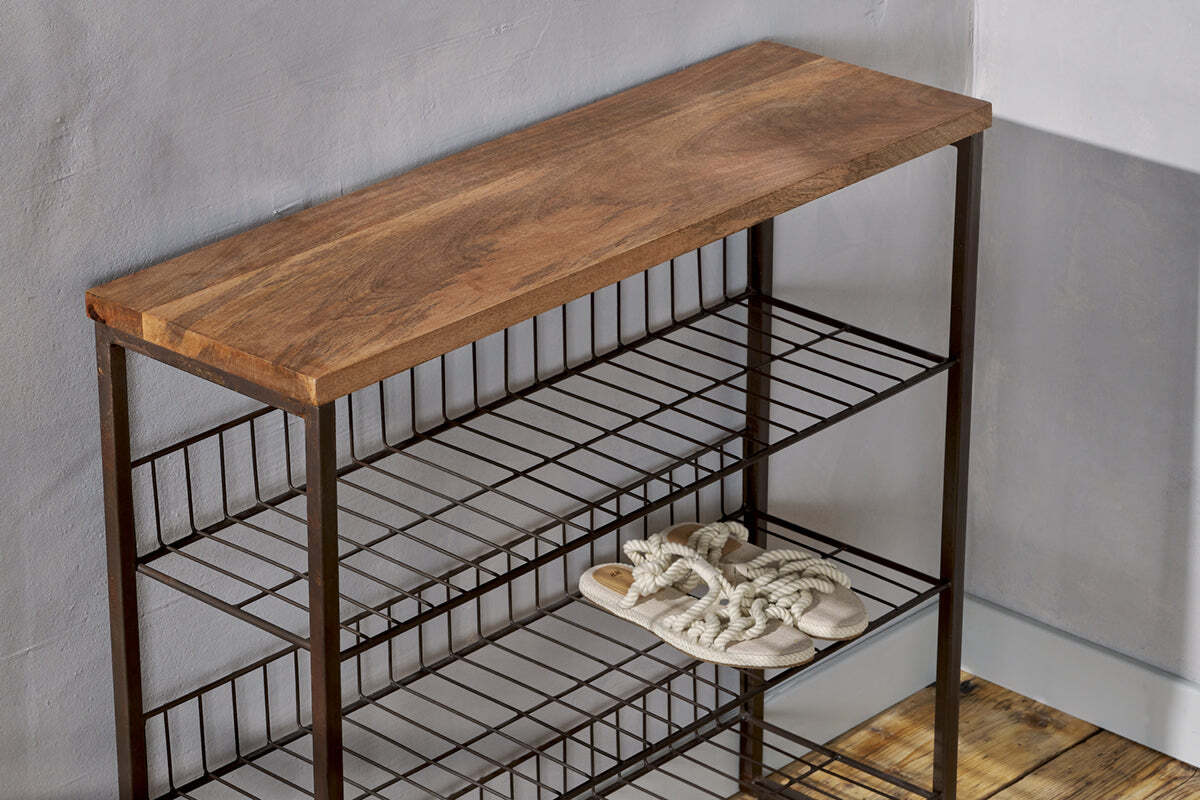 Kiyoma Iron & Wood Tall Standing Shelves - Natural - Image 4