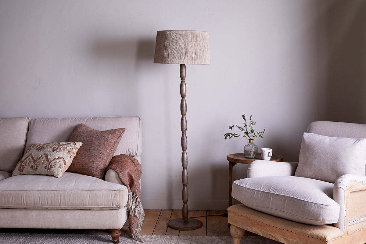 Konali Mango Wood Floor Lamp - Ash Stain - Image 2