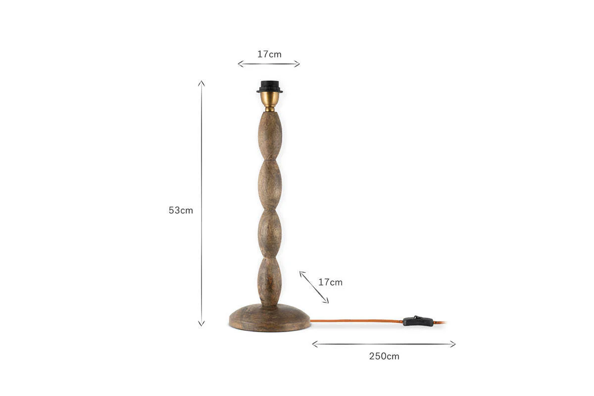 Konali Mango Wood Table Lamp - Ash Stain - Image 4