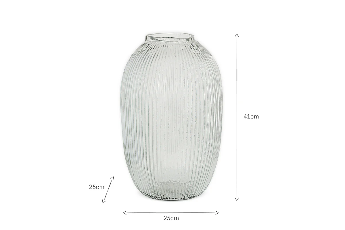 Linsy Ribbed Glass Vase - Clear - Image 14