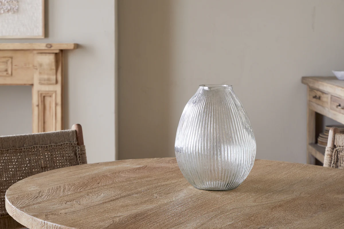 Linsy Ribbed Glass Vase - Clear - Image 6