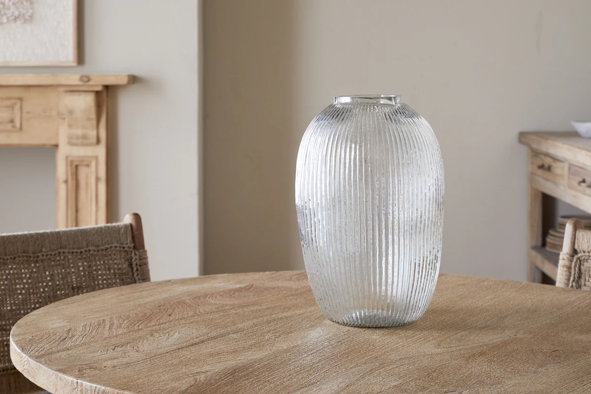 Linsy Ribbed Glass Vase - Clear - Image 7