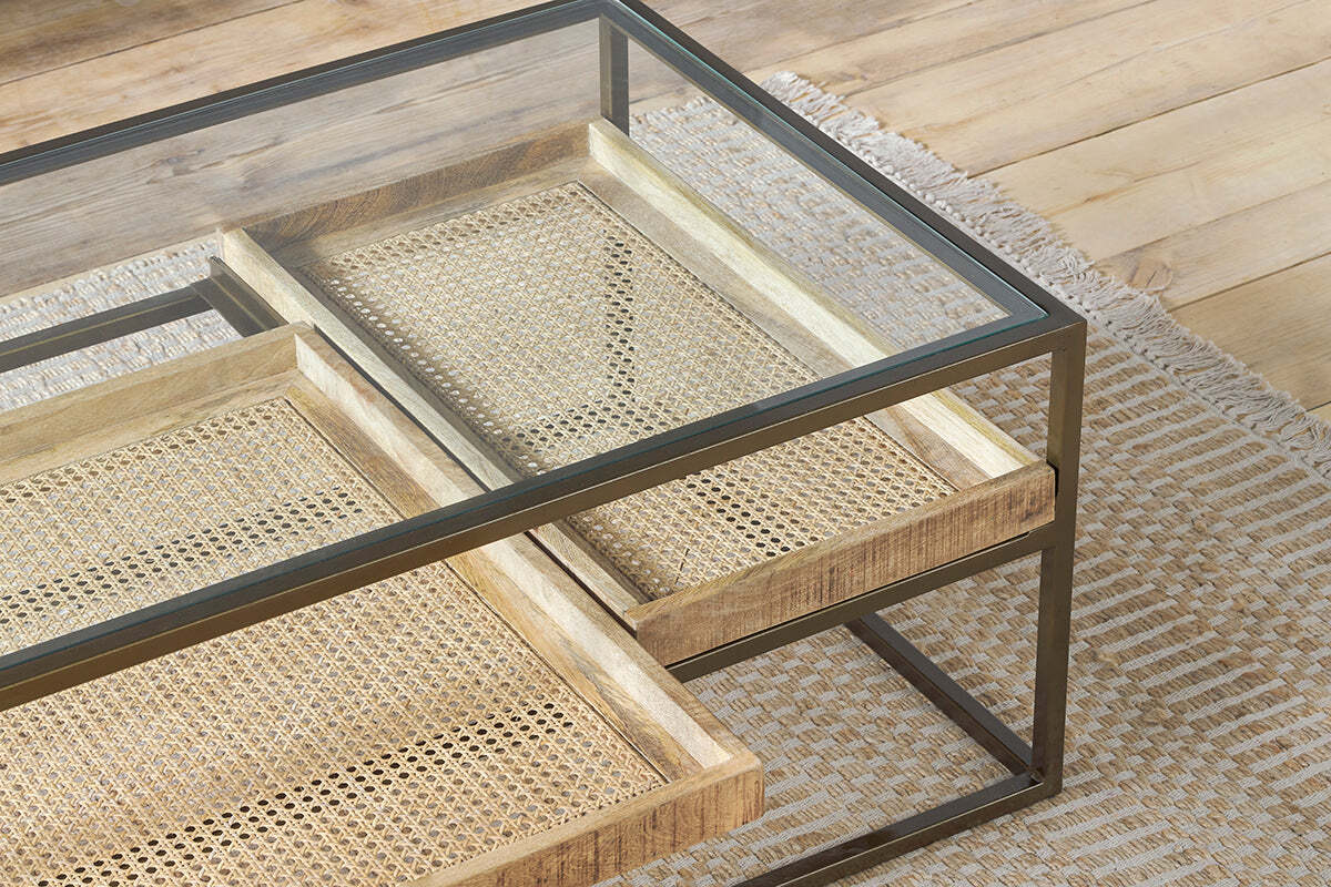 Luzon Iron & Mango Wood Display Coffee Table - Brass - Image 4