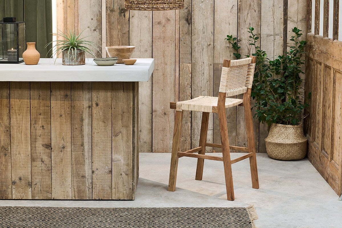 Madrisana Acacia & Rattan Bar Stool - Image 8